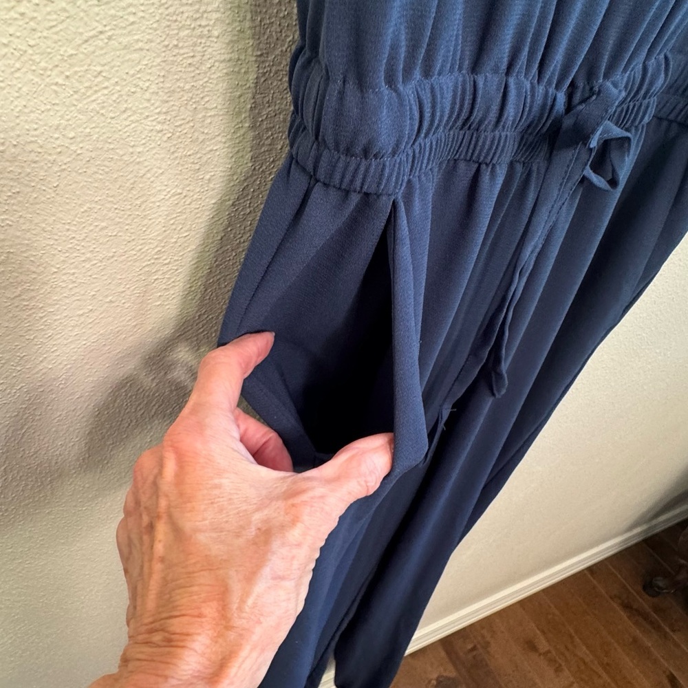 CAbi Navy Elastic Waist Sleeveless Jumpsuit - Picture 9 of 16